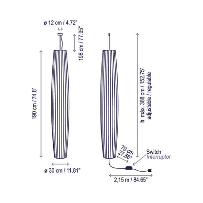 Maxi Pendant Light - line drawing.