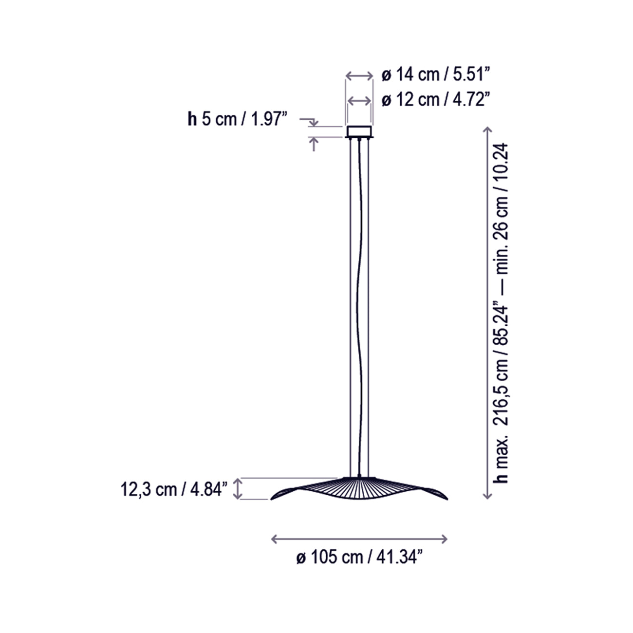 Mediterrània LED Pendant Light - line drawing.