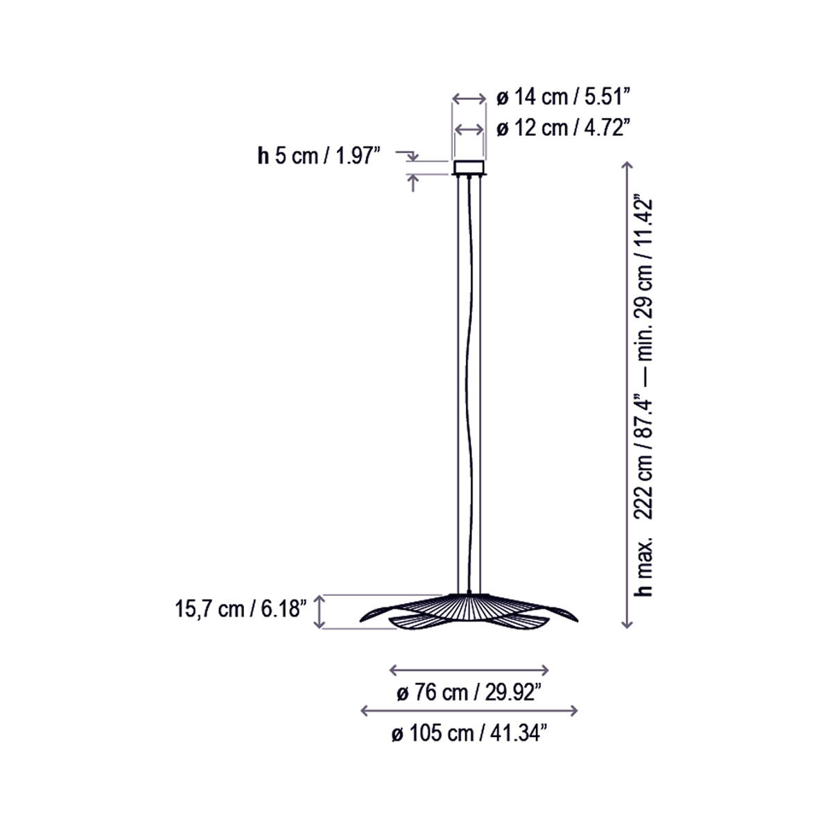 Mediterrània LED Pendant Light - line drawing.