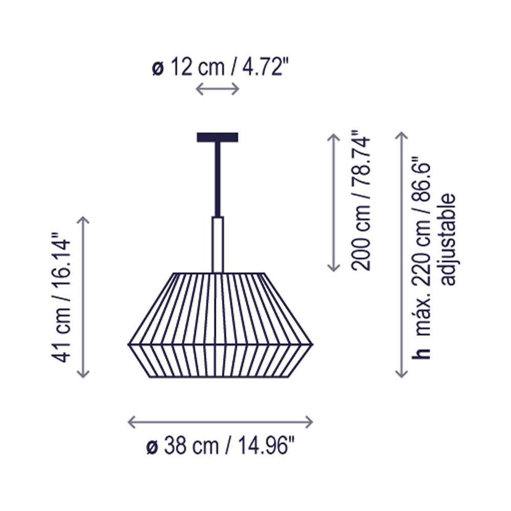 Mei Pendant Light - line drawing.
