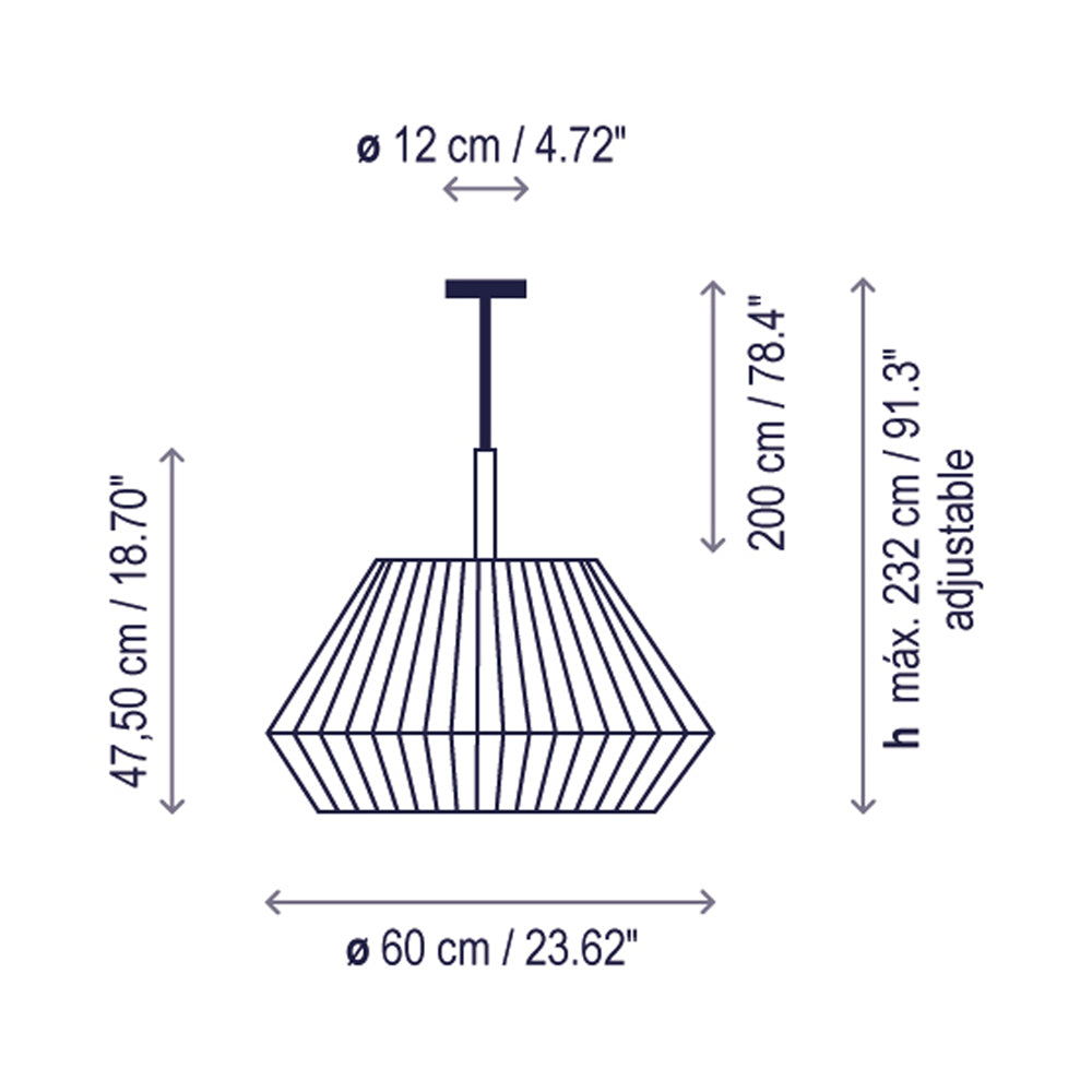 Mei Pendant Light - line drawing.