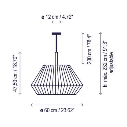 Mei Pendant Light - line drawing.