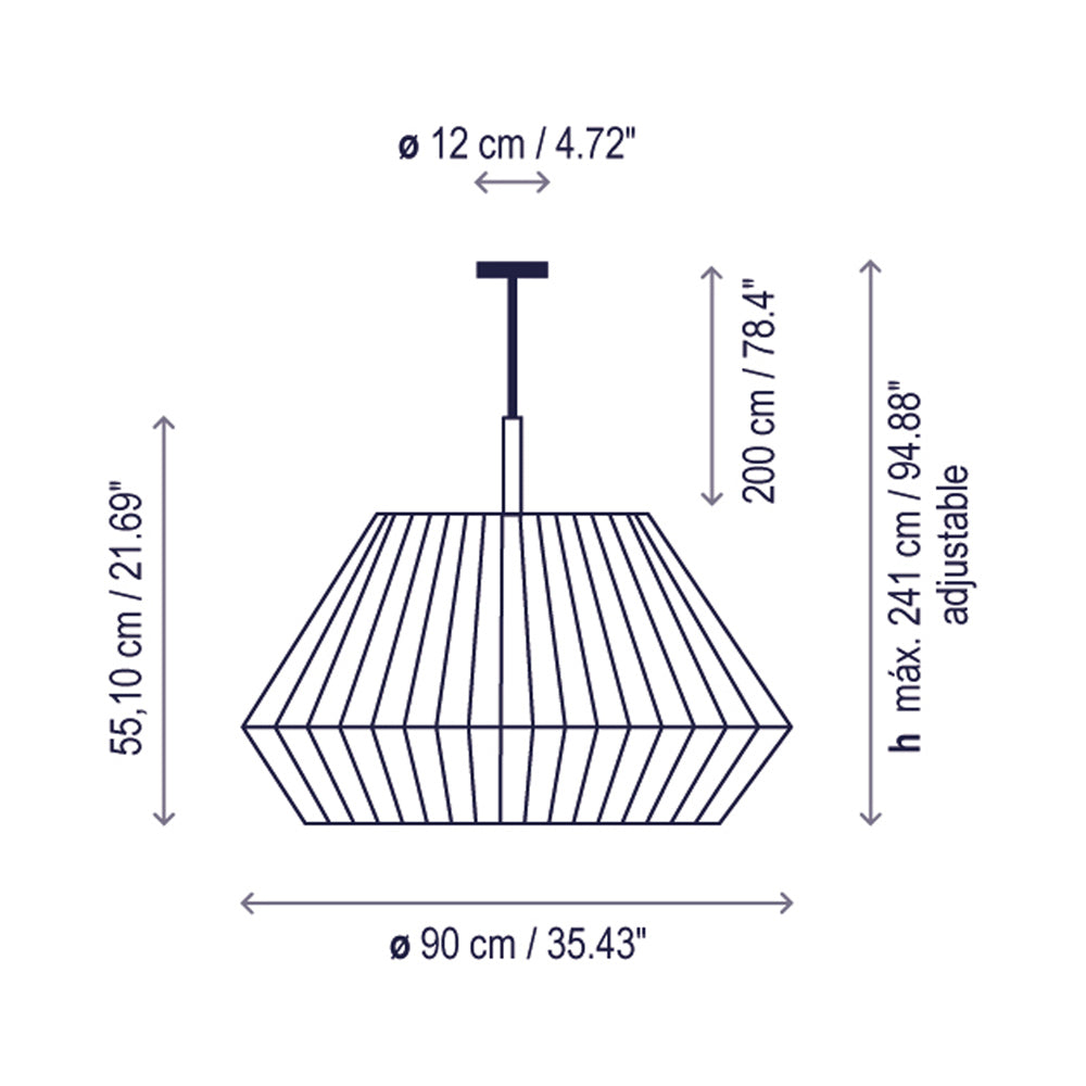 Mei Pendant Light - line drawing.