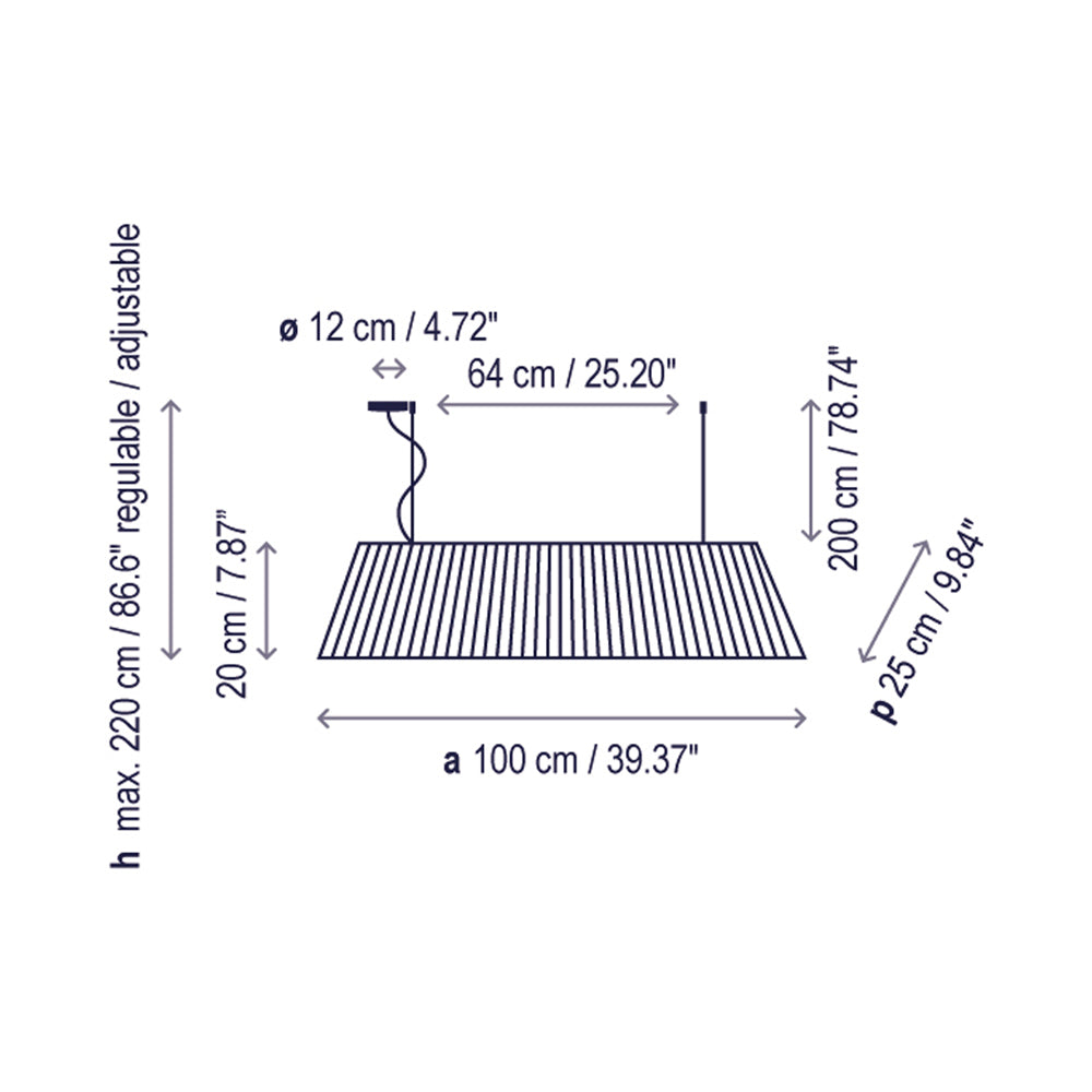 Mei Pendant Light - line drawing.