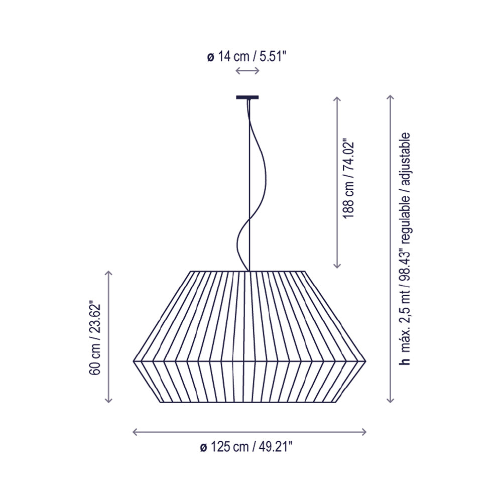 Mei Pendant Light - line drawing.