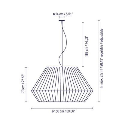 Mei Pendant Light - line drawing.