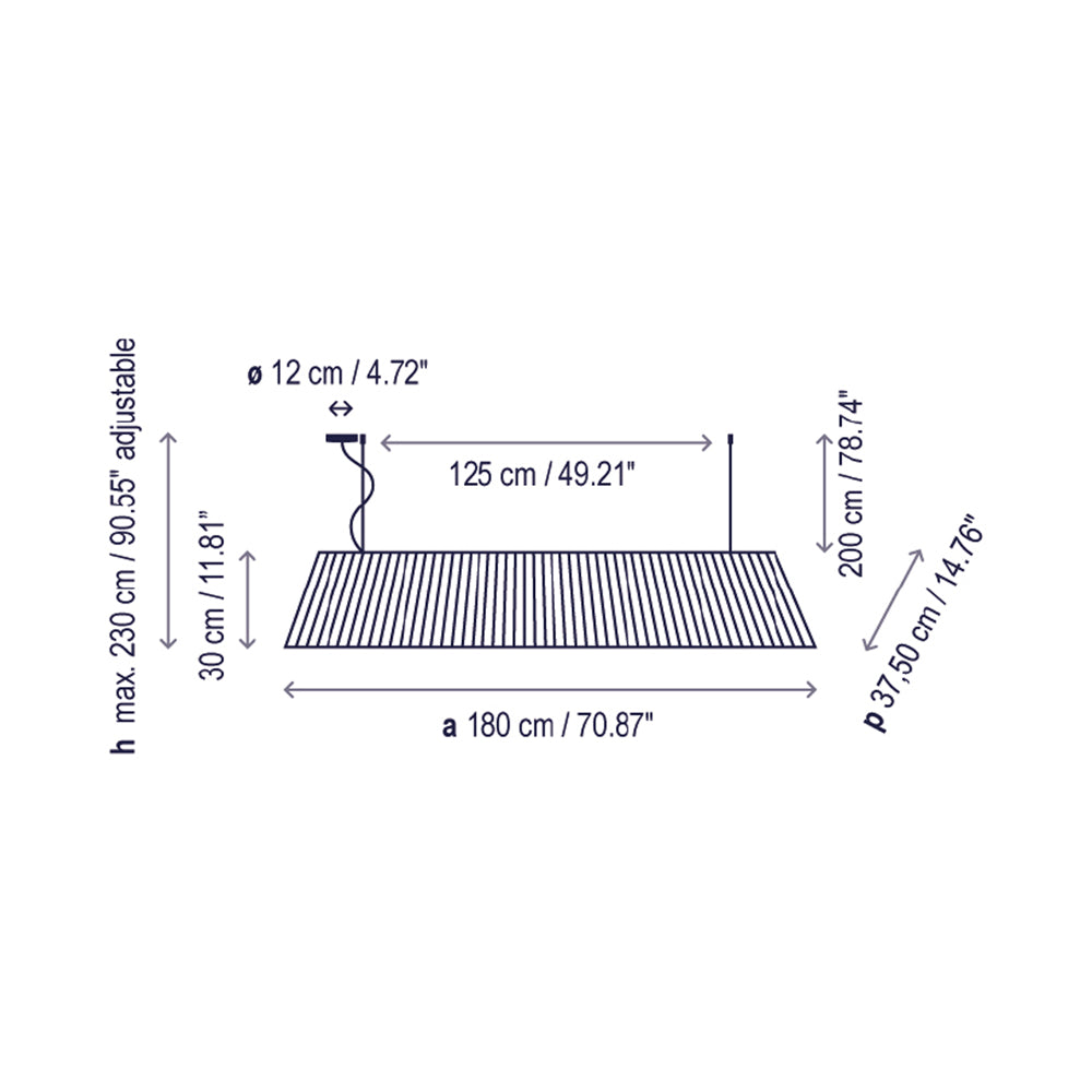 Mei Pendant Light - line drawing.