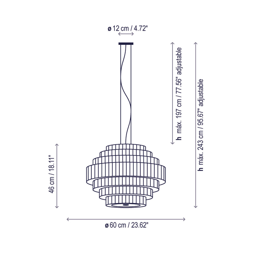 Mos Pendant Light - line drawing.