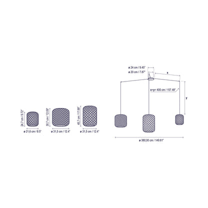 Nans LED Multi Pendant Light - line drawing.