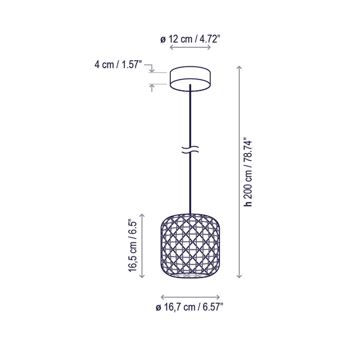 Nans Outdoor LED Pendant Light - line drawing.