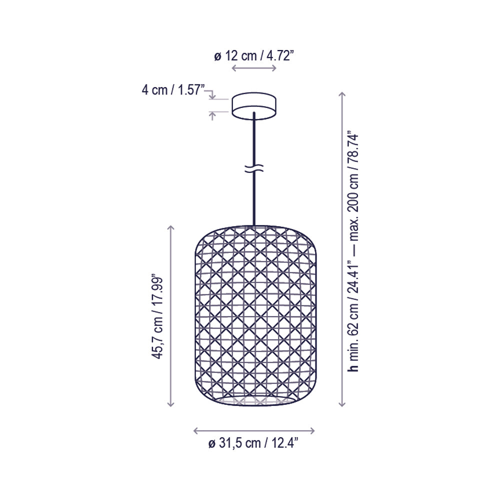 Nans Outdoor LED Pendant Light - line drawing.