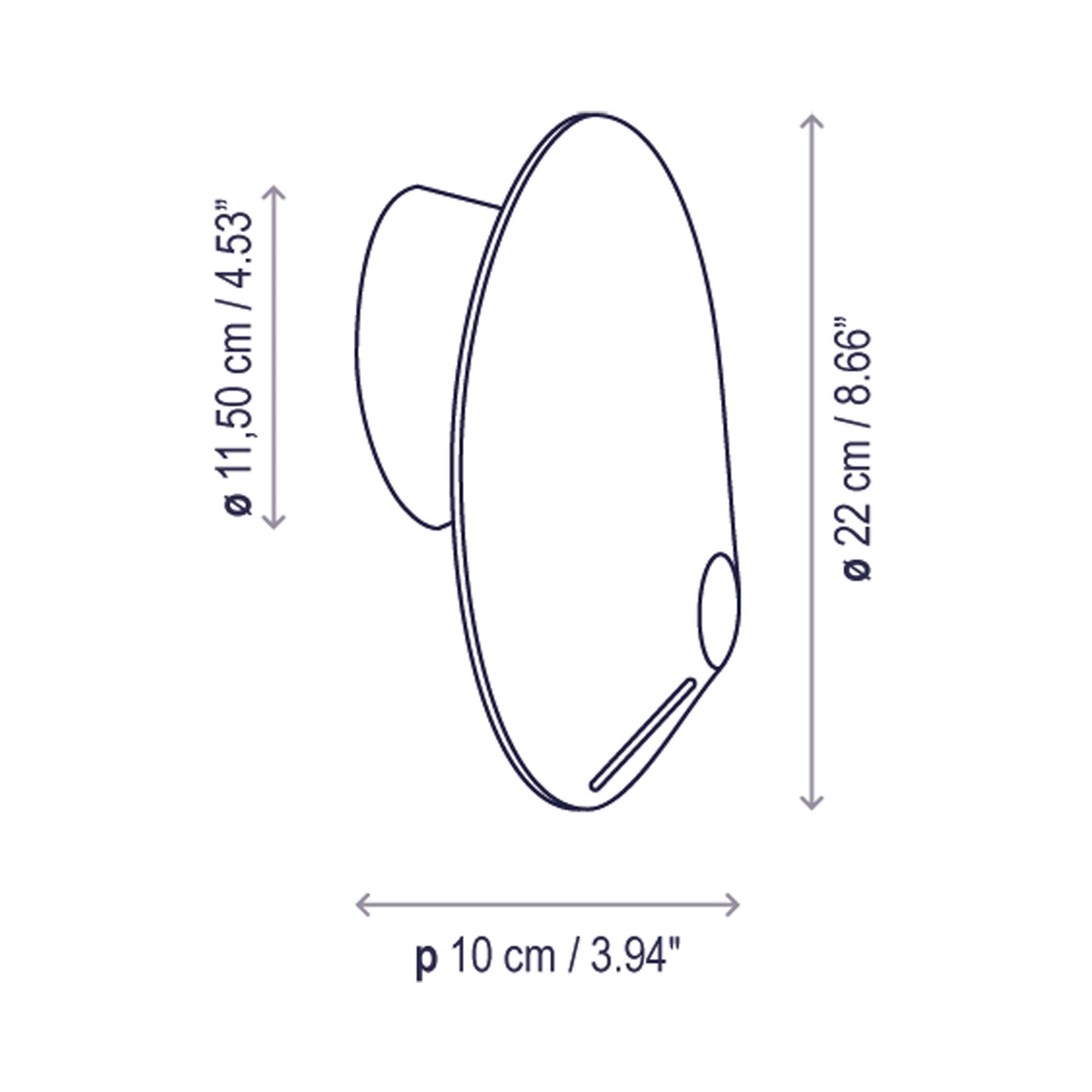 Nón Lá LED Wall Light - line drawing.
