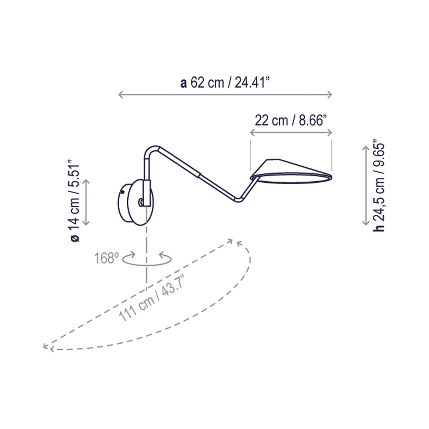 Nón Lá LED Wall Light - line drawing.