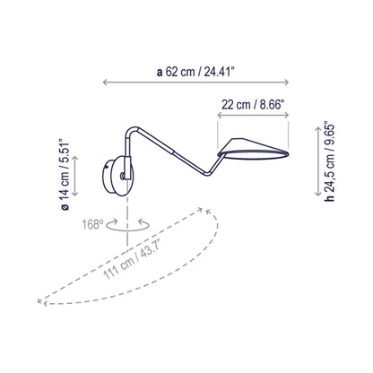 Nón Lá LED Wall Light - line drawing.