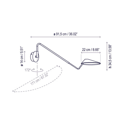 Nón Lá LED Wall Light - line drawing.