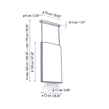 Noren LED Pendant Light - line drawing.