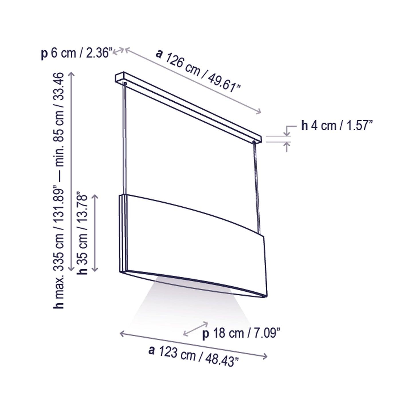 Noren LED Pendant Light - line drawing.