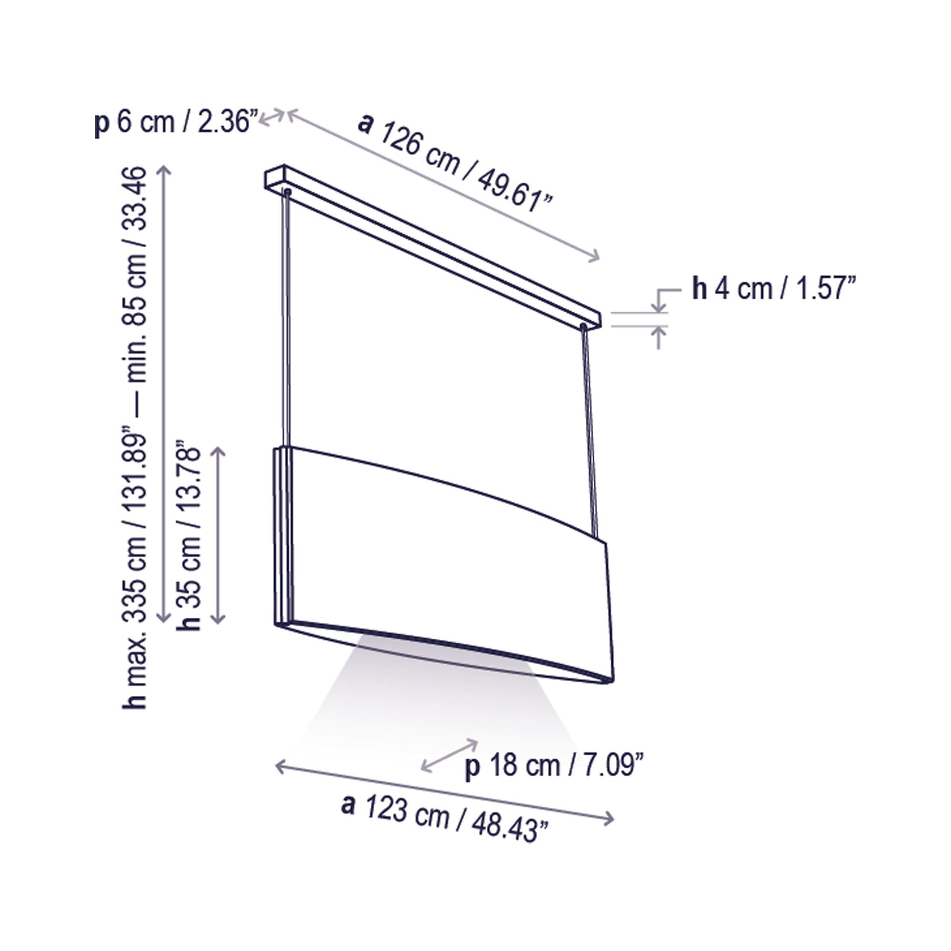 Noren LED Pendant Light - line drawing.