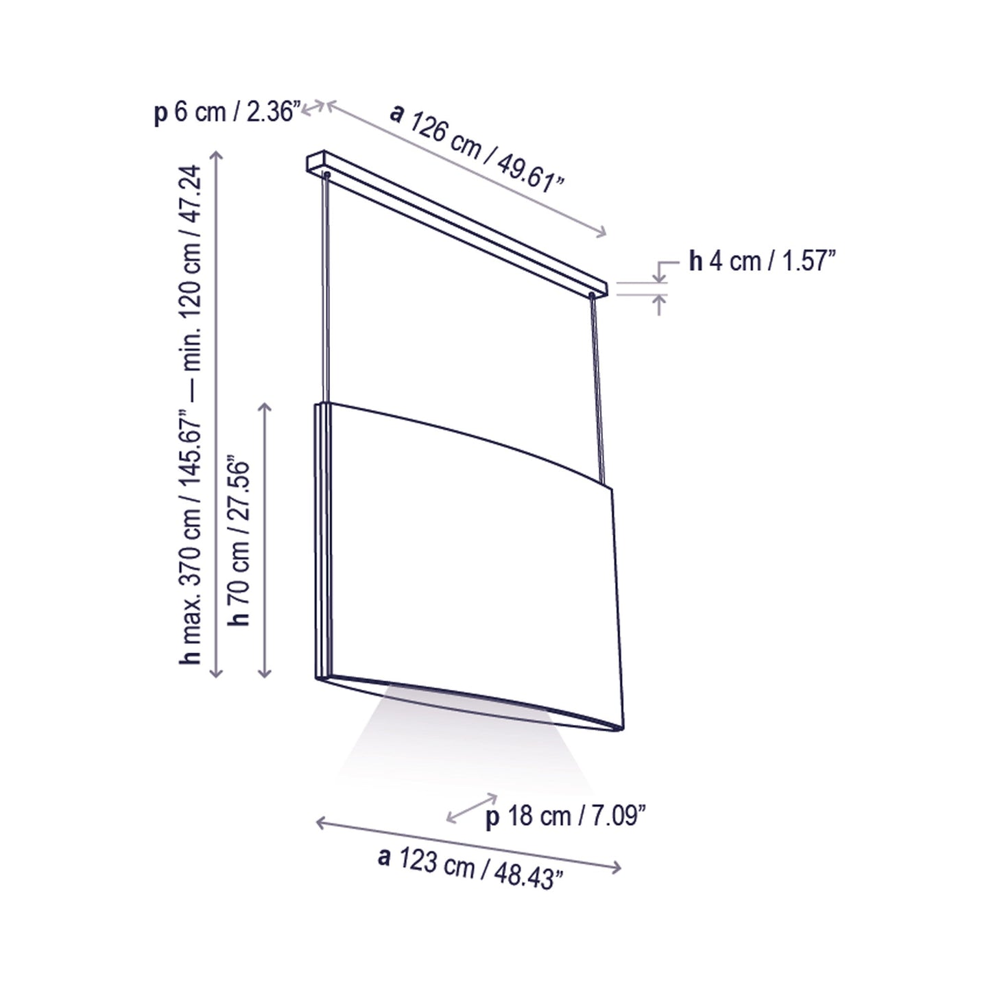 Noren LED Pendant Light - line drawing.
