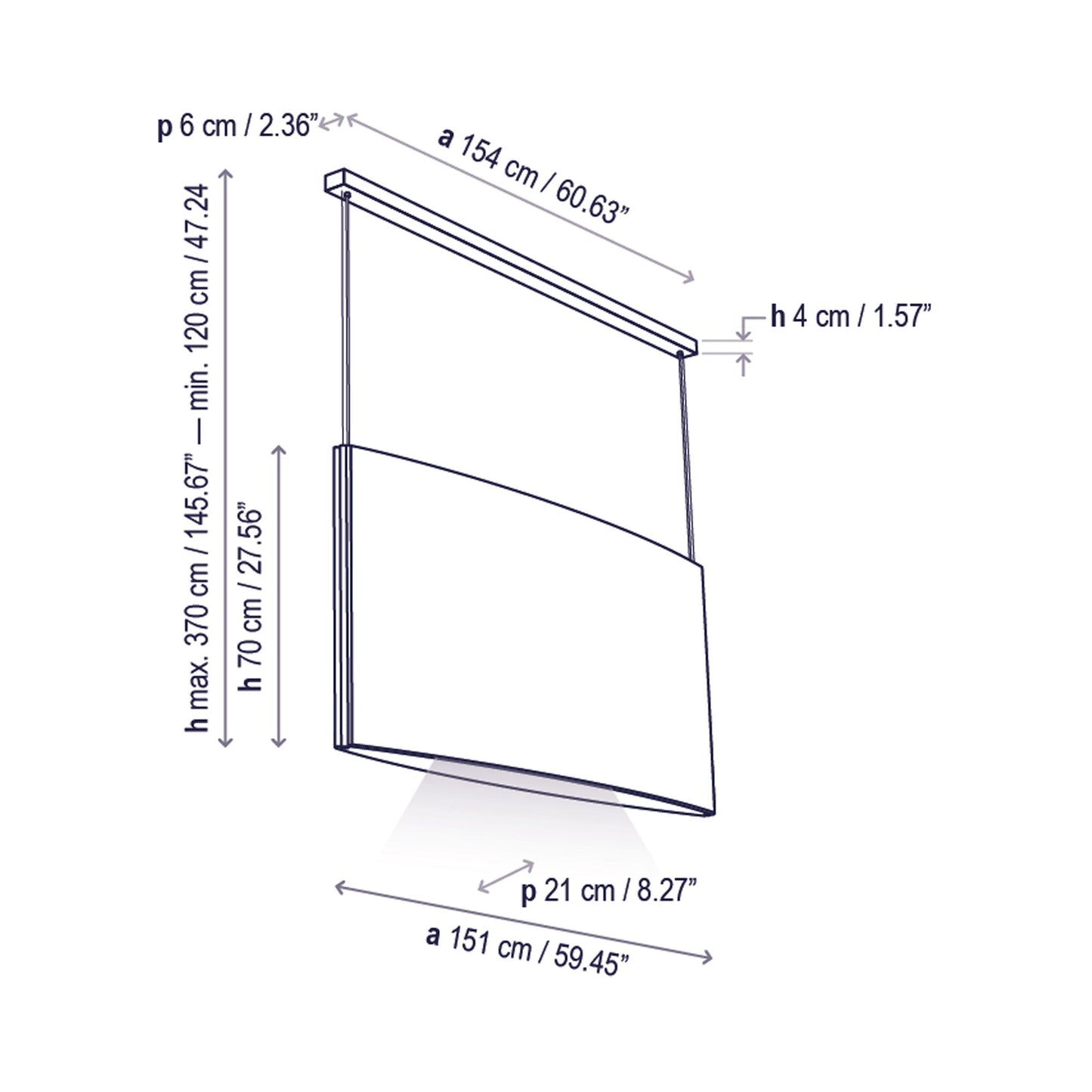Noren LED Pendant Light - line drawing.