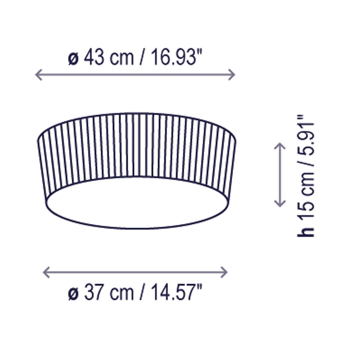 Plafonet Flush Mount Ceiling Light - line drawing.