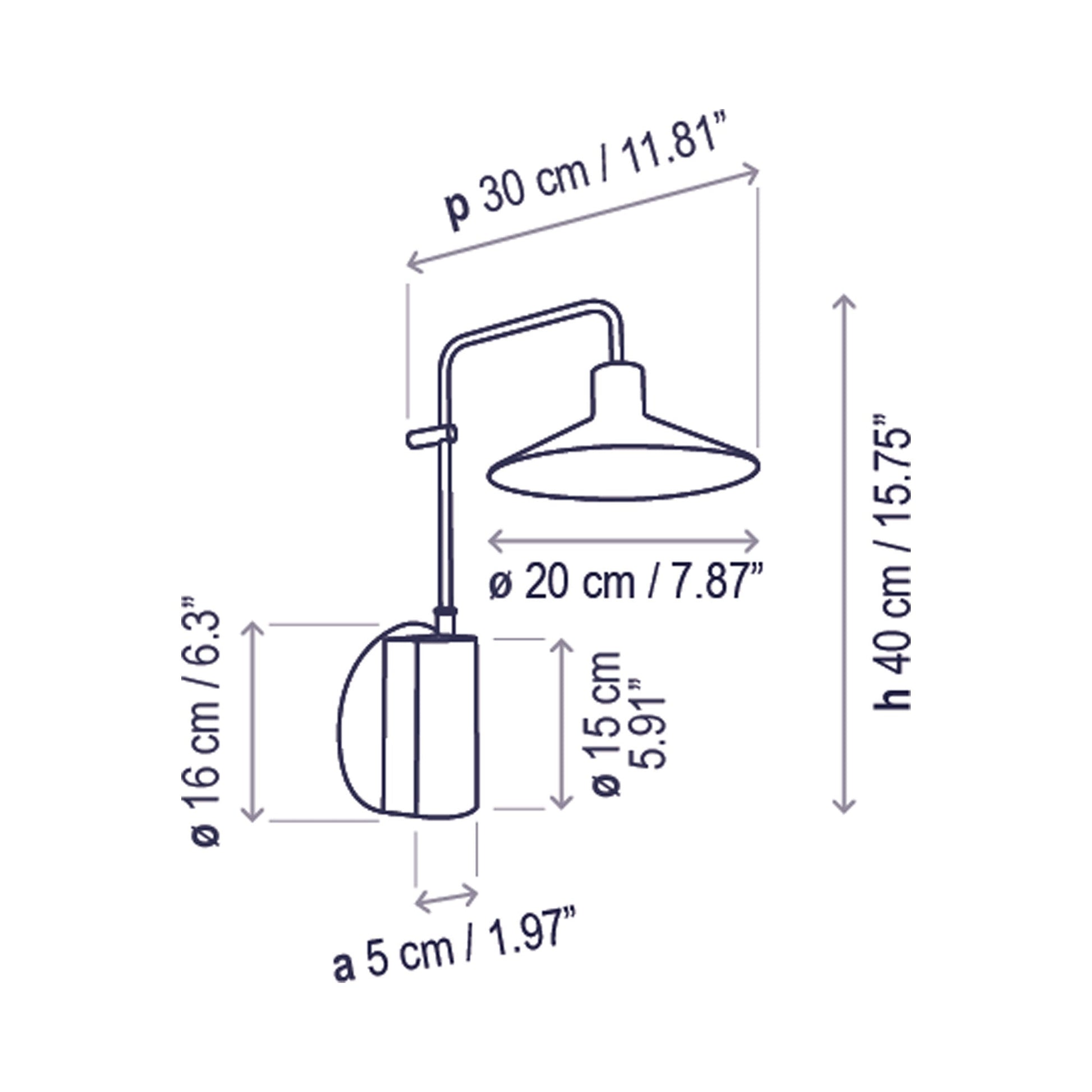 Platet Outdoor LED Wall Light - line drawing.