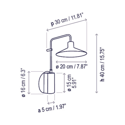 Platet Outdoor LED Wall Light - line drawing.