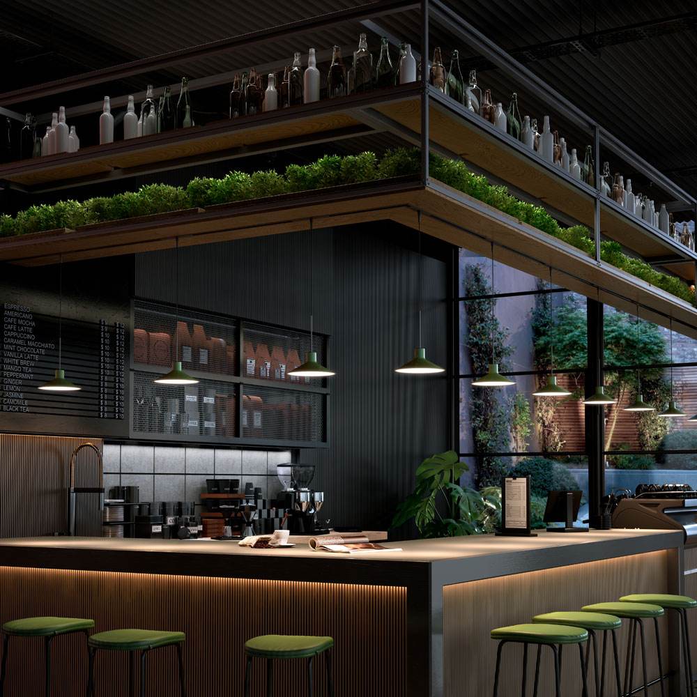 Platet Pendant Light in cafe.
