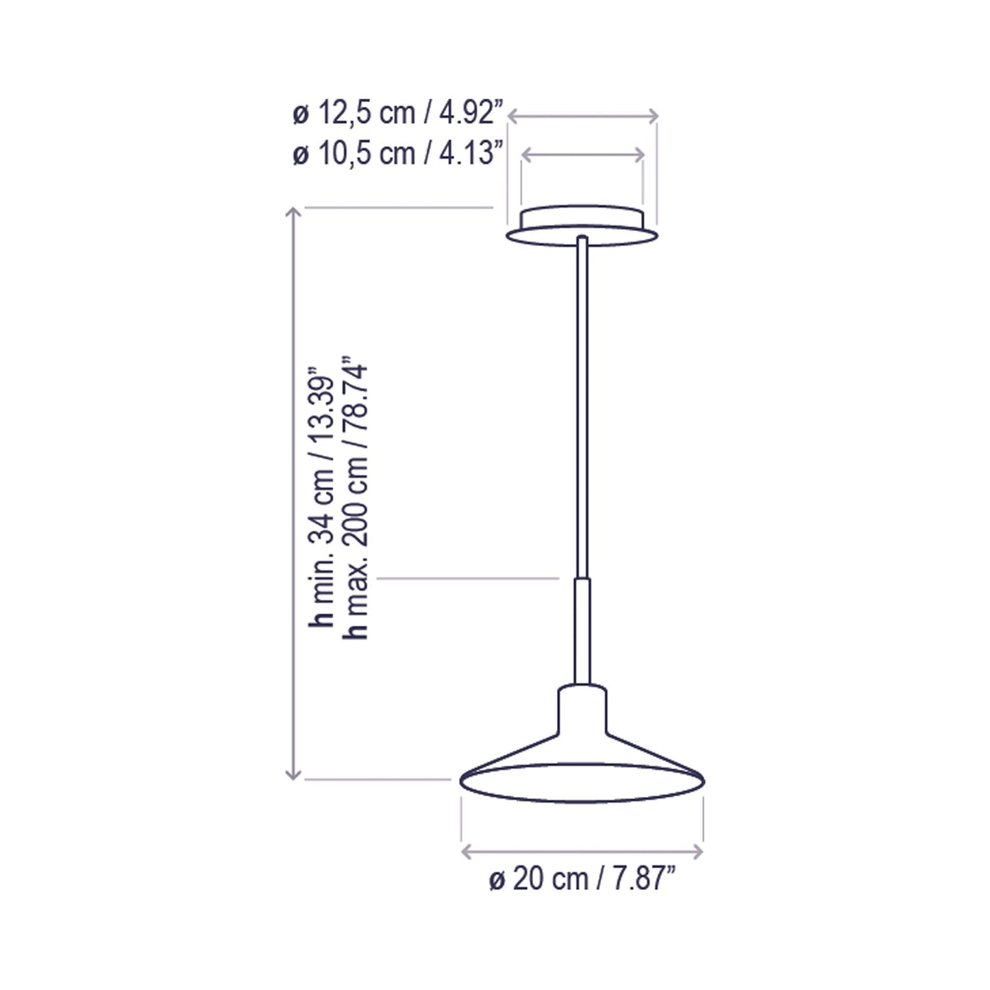 Platet Pendant Light - line drawing.
