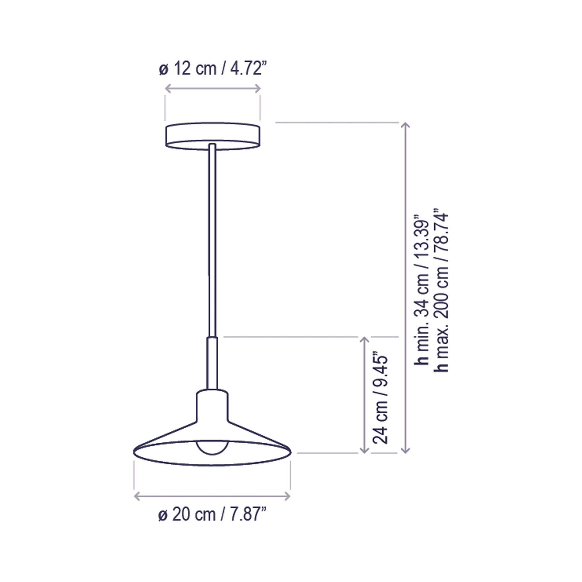 Platet Pendant Light - line drawing.