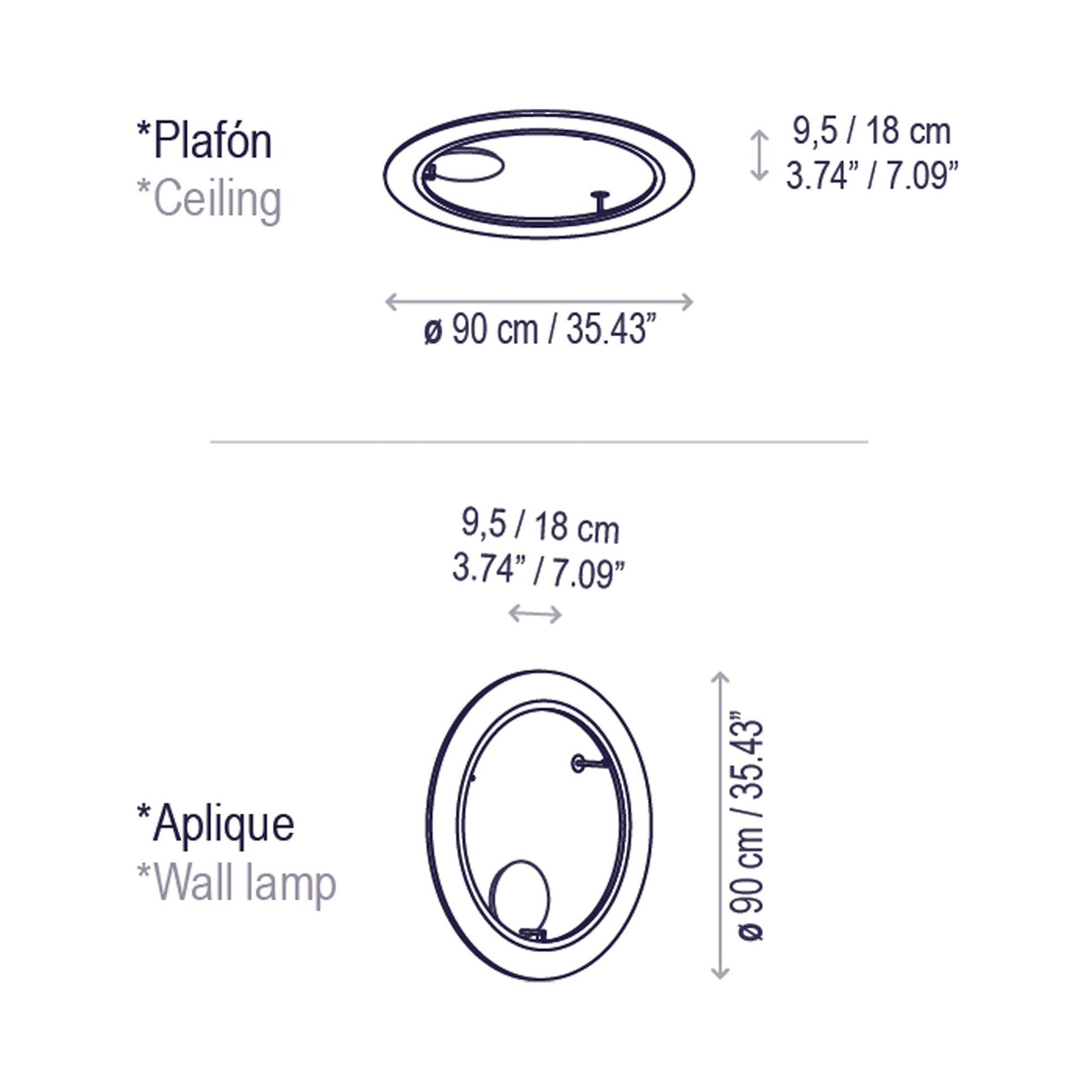 Roda LED Ceiling / Wall Light - line drawing.