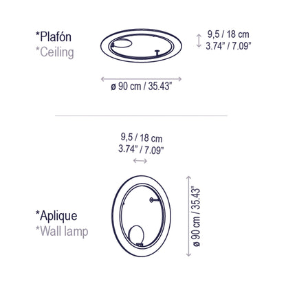 Roda LED Ceiling / Wall Light - line drawing.
