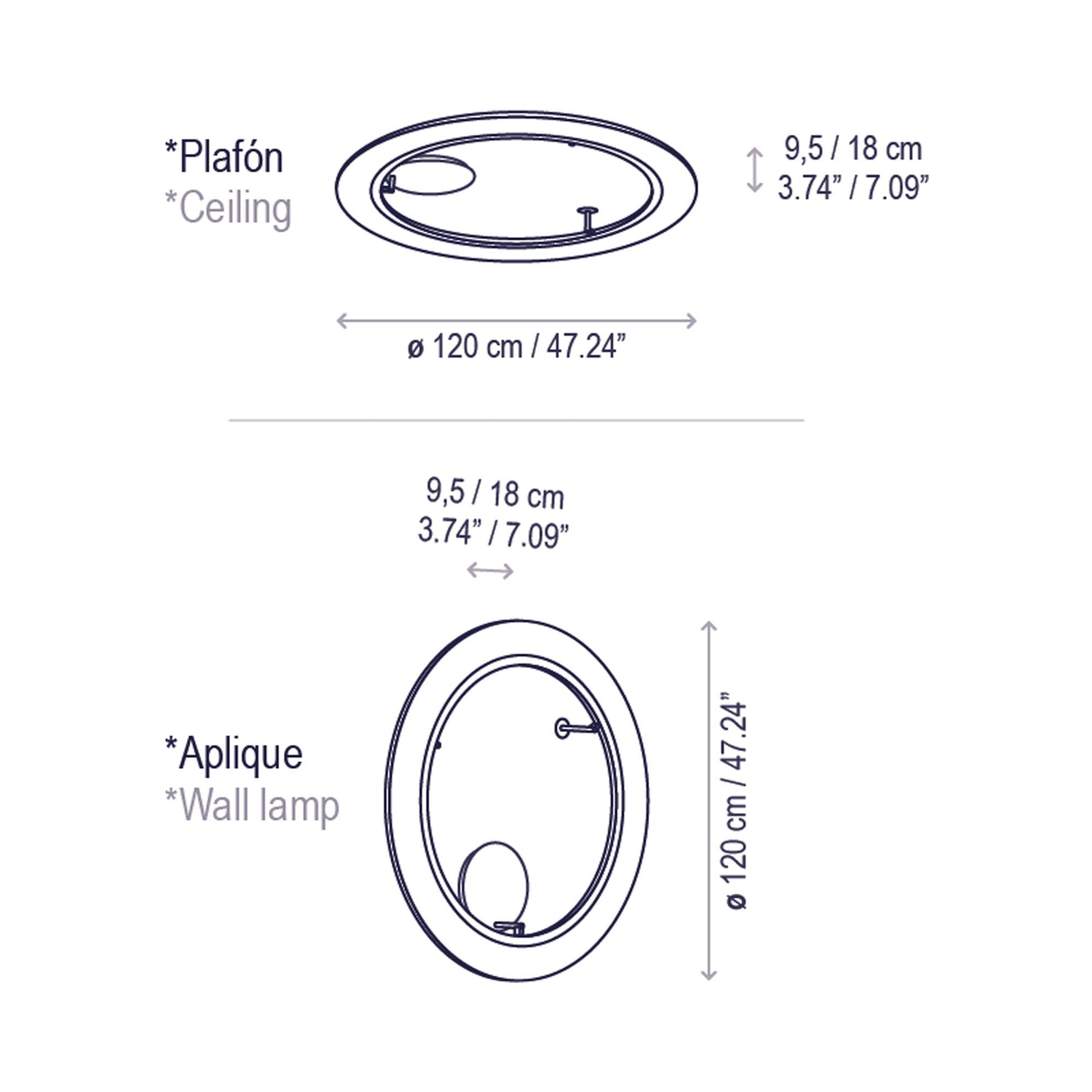 Roda LED Ceiling / Wall Light - line drawing.