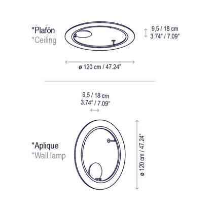 Roda LED Ceiling / Wall Light - line drawing.