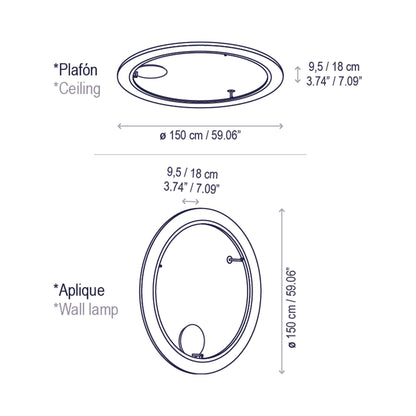 Roda LED Ceiling / Wall Light - line drawing.