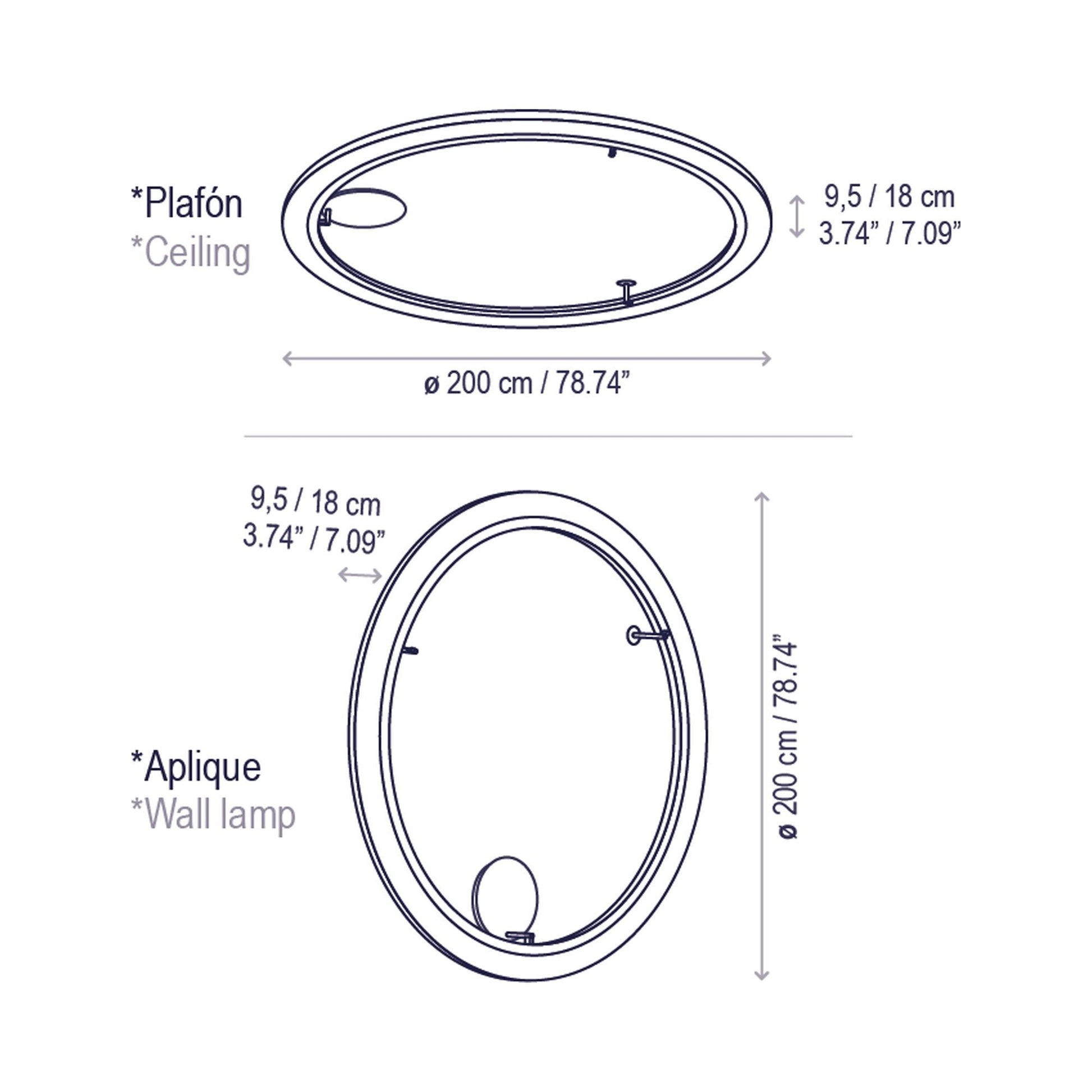 Roda LED Ceiling / Wall Light - line drawing.
