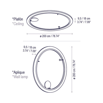 Roda LED Ceiling / Wall Light - line drawing.