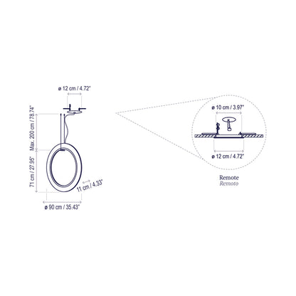 Roda LED Vertical Pendant Light - line drawing.