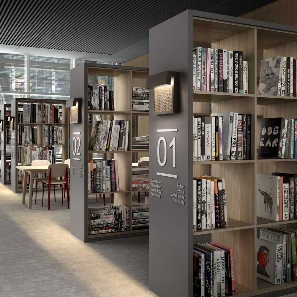 Sisal Outdoor LED Wall Light in library.