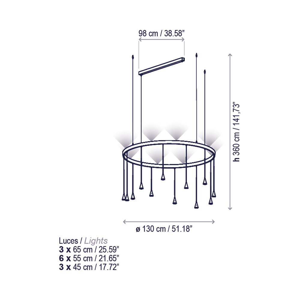 Skybell LED Pendant Light - line drawing.