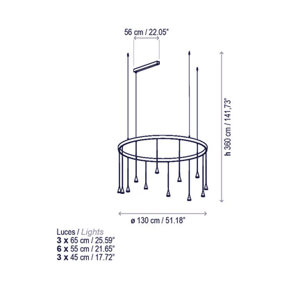 Skybell LED Pendant Light - line drawing.