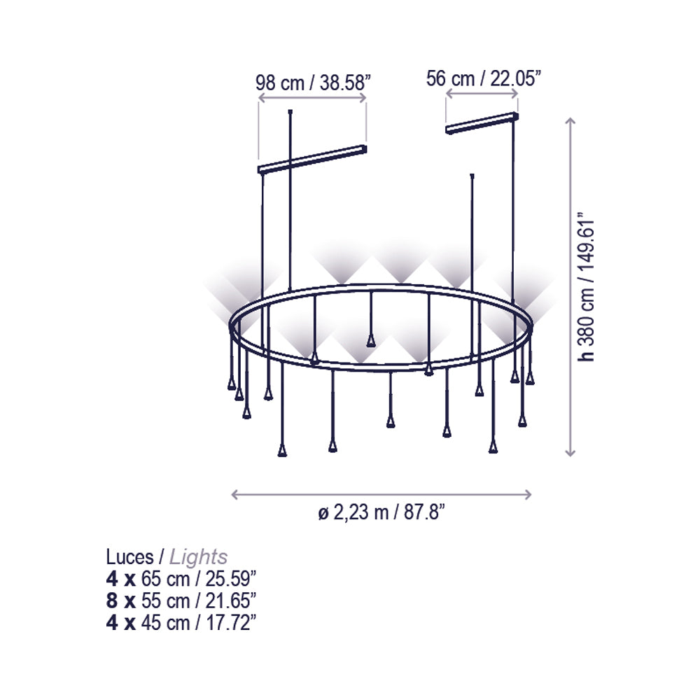 Skybell LED Pendant Light - line drawing.