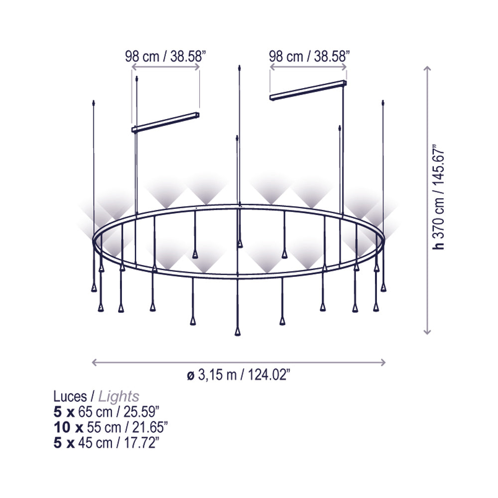 Skybell LED Pendant Light - line drawing.