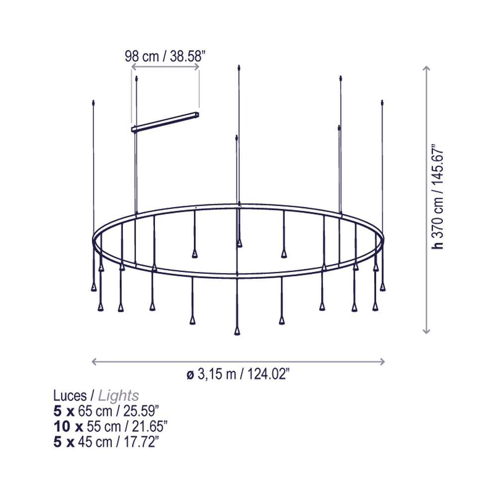 Skybell LED Pendant Light - line drawing.