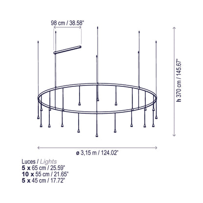 Skybell LED Pendant Light - line drawing.