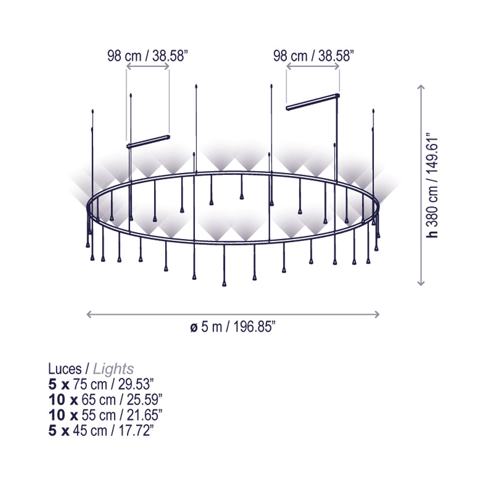 Skybell LED Pendant Light - line drawing.