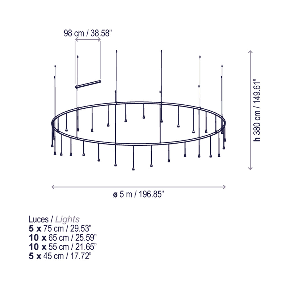 Skybell LED Pendant Light - line drawing.