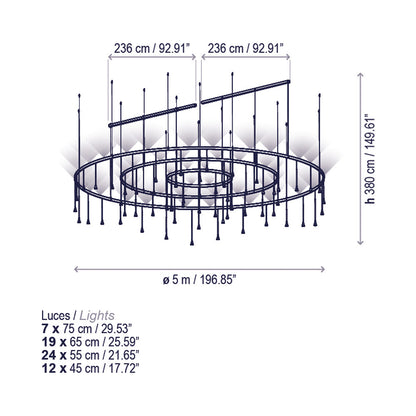 Skybell LED Pendant Light - line drawing.