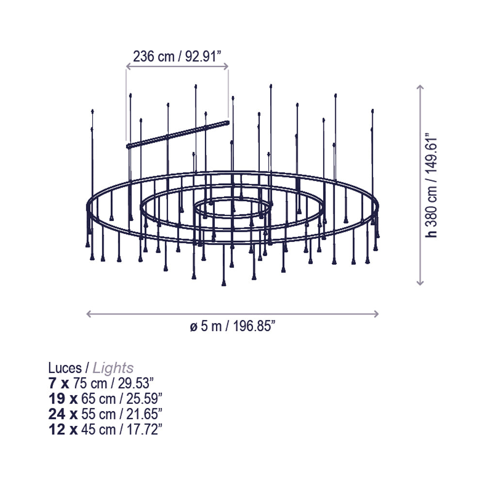 Skybell LED Pendant Light - line drawing.