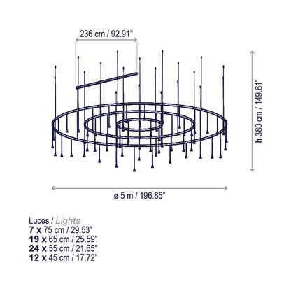 Skybell LED Pendant Light - line drawing.